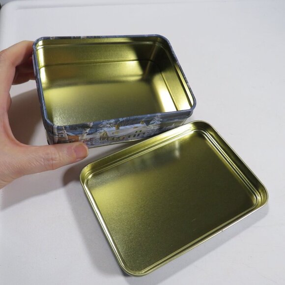 Small Snowy Scene Tin Mini Box LIKE NEW 5" - Picture 7 of 11